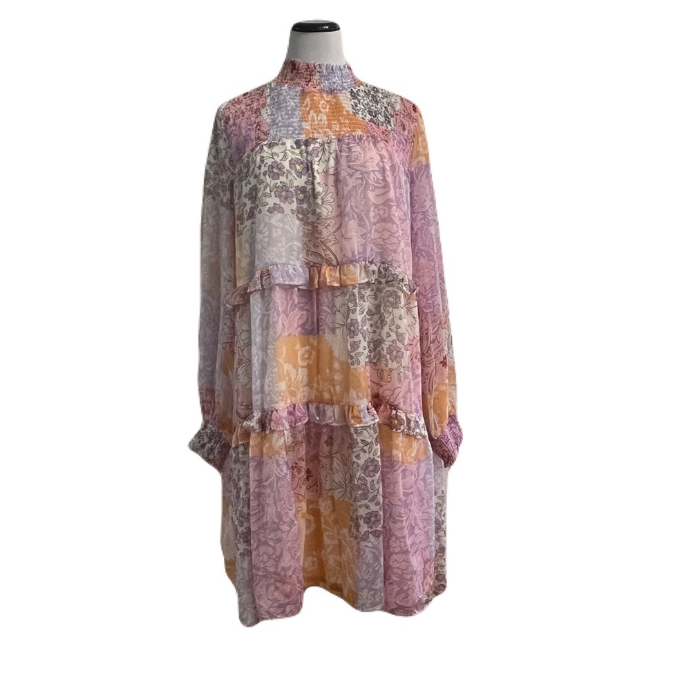 Fate Curve Floral Patchwork Long Sleeve Mock Neck… - image 1